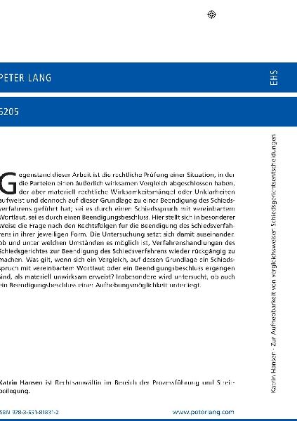Zur Aufhebbarkeit von Entscheidungen über die Beendigung eines Schiedsverfahrens als Folge eines Vergleiches