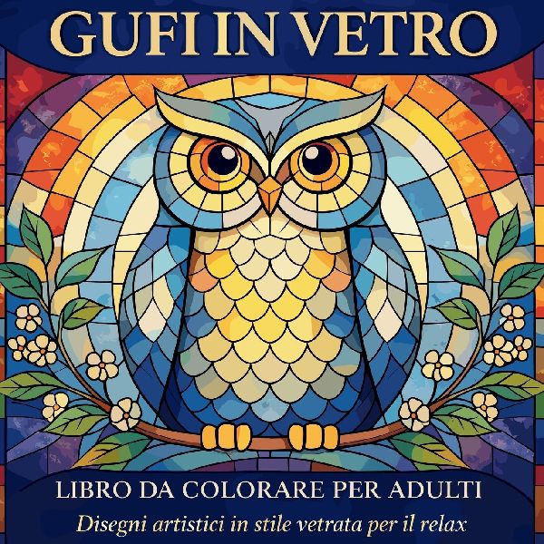 Gufi in Vetro - Libro da Colorare per Adulti