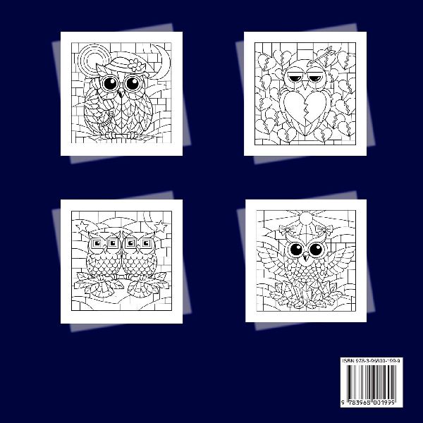 Gufi in Vetro - Libro da Colorare per Adulti