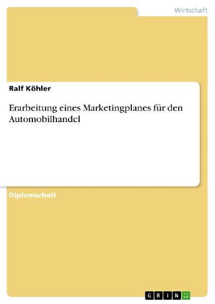 Erarbeitung eines Marketingplanes für den Automobilhandel
