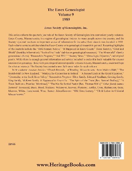 The Essex Genealogist, Volume 9, 1989