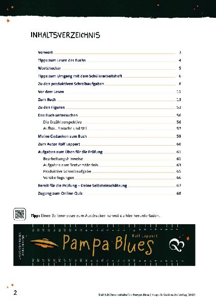 Pampa Blues - Schülerarbeitsheft für Deutsch als Zweitsprache