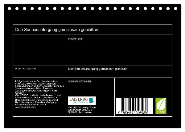 Den Sonnenuntergang gemeinsam genießen (Tischkalender 2026 DIN A5 quer), CALVENDO Monatskalender