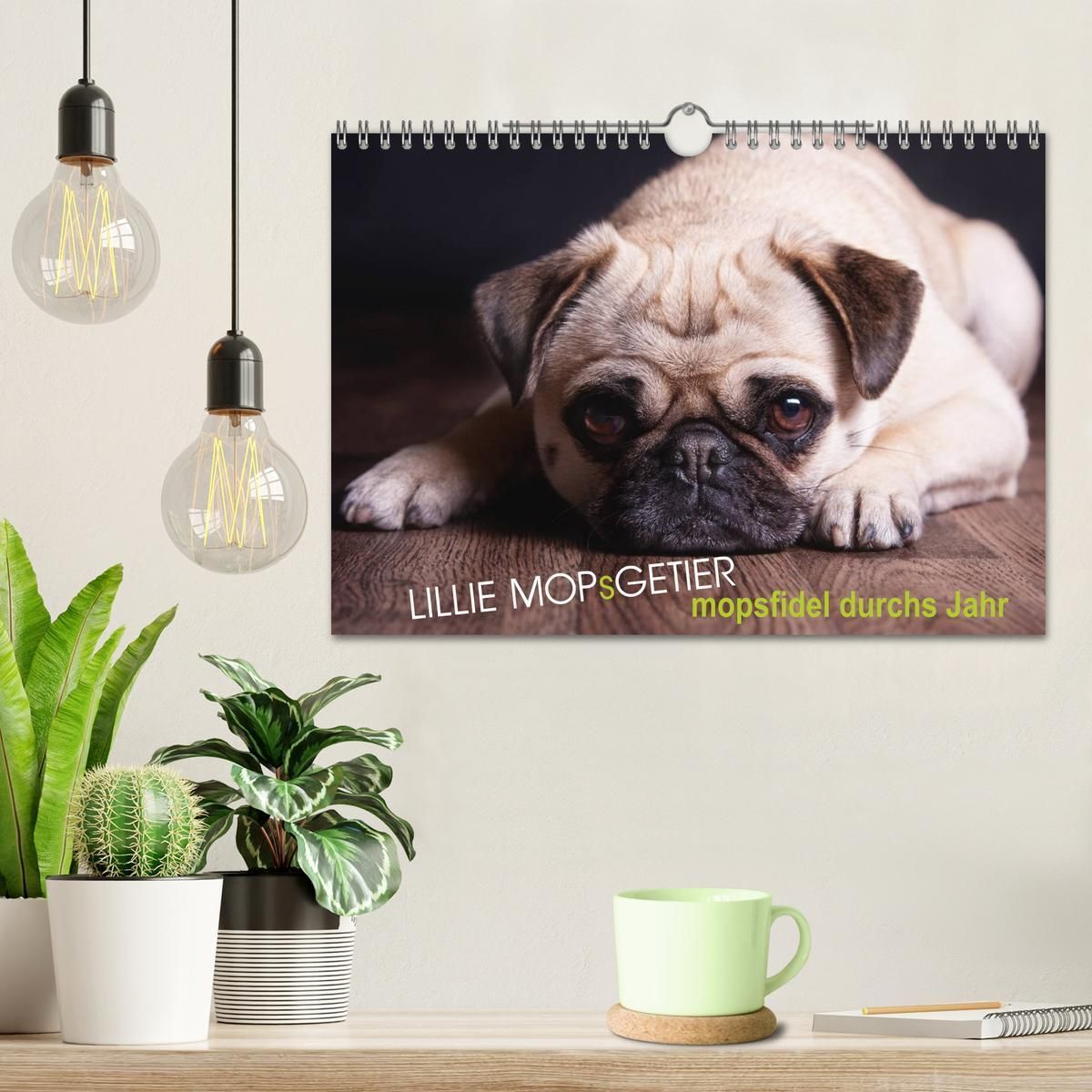 Lillie Mopsgetier - mopsfidel durchs Jahr (Wandkalender 2026 DIN A4 quer), CALVENDO Monatskalender