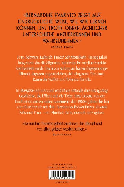 Manifesto. Warum ich niemals aufgebe. Ein inspirierendes Buch über den Lebensweg der ersten Schwarzen Booker-Prize-Gewinnerin und Bestseller-Autorin von »Mädchen, Frau etc.«