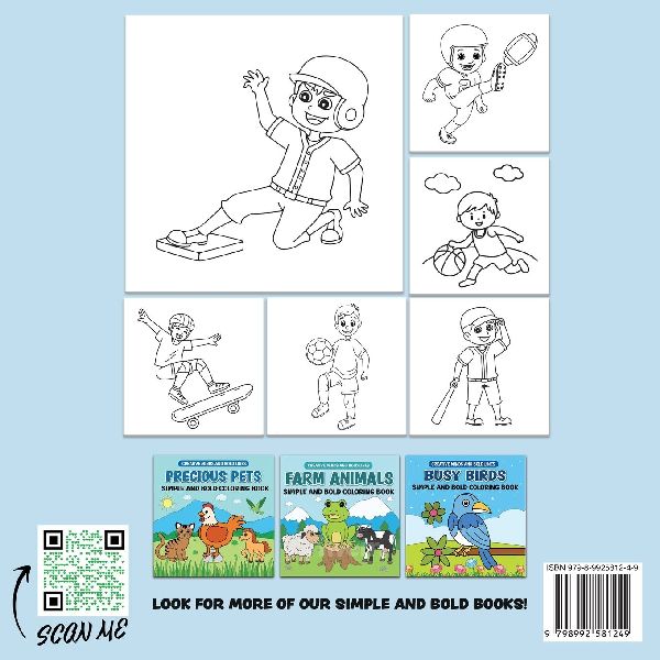 Boys in Sports Simple and Bold Coloring Book