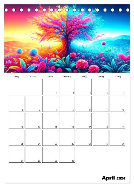 Neonlicht Familienplaner (Tischkalender 2026 DIN A5 hoch), CALVENDO Monatskalender