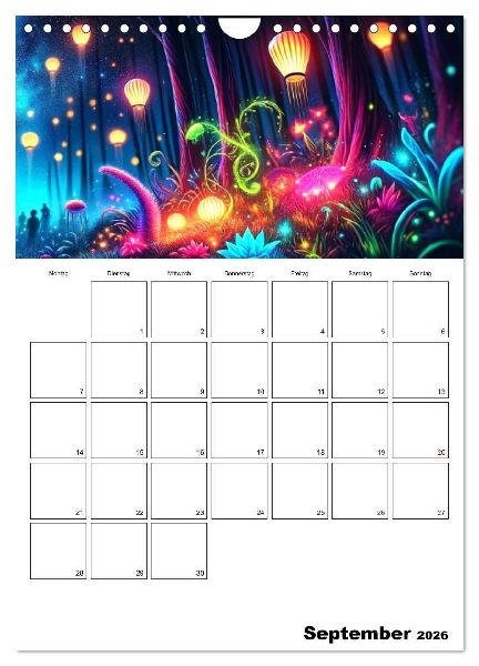 Neonlicht Familienplaner (Wandkalender 2026 DIN A4 hoch), CALVENDO Monatskalender