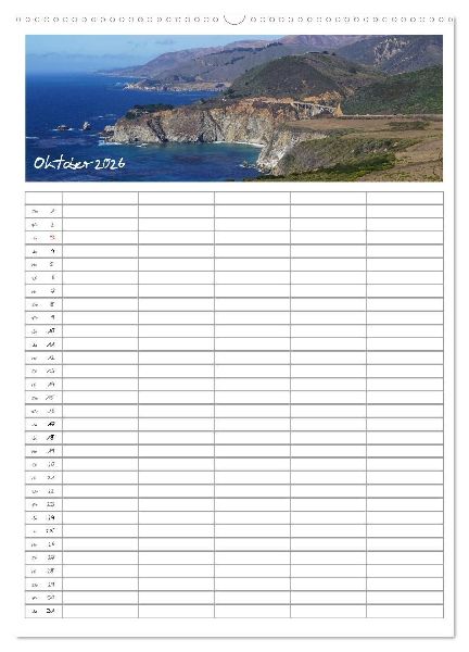 Kalifornien - Familienplaner 2026 (hochwertiger Premium Wandkalender 2026 DIN A2 hoch), Kunstdruck in Hochglanz