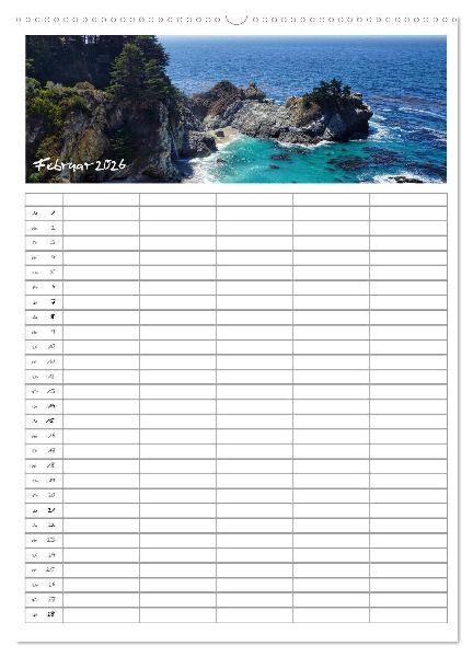Kalifornien - Familienplaner 2026 (hochwertiger Premium Wandkalender 2026 DIN A2 hoch), Kunstdruck in Hochglanz
