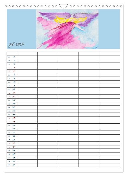 Engelhafter Familienplaner (Wandkalender 2026 DIN A3 hoch), CALVENDO Monatskalender
