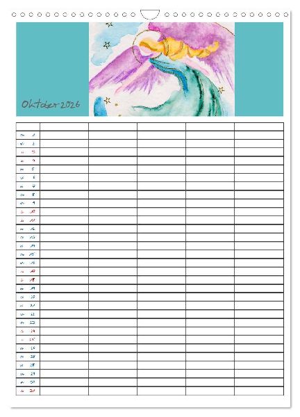 Engelhafter Familienplaner (Wandkalender 2026 DIN A3 hoch), CALVENDO Monatskalender