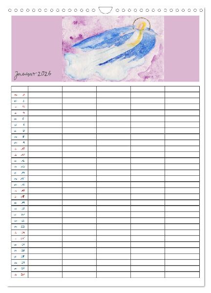 Engelhafter Familienplaner (Wandkalender 2026 DIN A3 hoch), CALVENDO Monatskalender