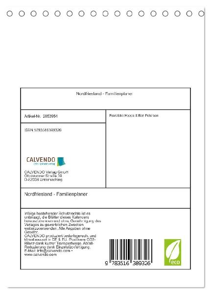 Nordfriesland - Familienplaner (Tischkalender 2026 DIN A5 hoch), CALVENDO Monatskalender
