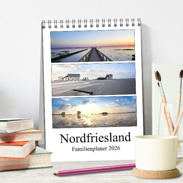 Nordfriesland - Familienplaner (Tischkalender 2026 DIN A5 hoch), CALVENDO Monatskalender