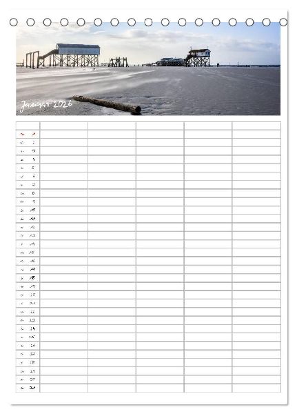 Nordfriesland - Familienplaner (Tischkalender 2026 DIN A5 hoch), CALVENDO Monatskalender