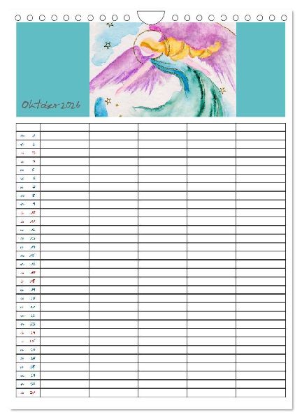 Engelhafter Familienplaner (Wandkalender 2026 DIN A4 hoch), CALVENDO Monatskalender