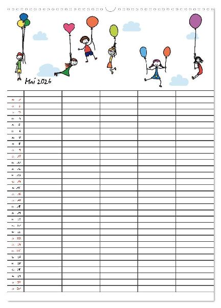 Fröhlicher Familienplaner (hochwertiger Premium Wandkalender 2026 DIN A2 hoch), Kunstdruck in Hochglanz