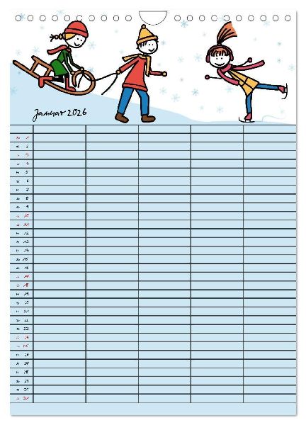 Fröhlicher Familienplaner (Wandkalender 2026 DIN A4 hoch), CALVENDO Monatskalender