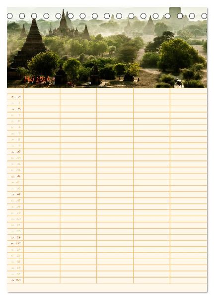 EXOTISCHES SÜDOSTASIEN - Familienplaner 2026 (Tischkalender 2026 DIN A5 hoch), CALVENDO Monatskalender
