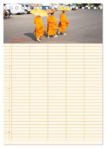 EXOTISCHES SÜDOSTASIEN - Familienplaner 2026 (Tischkalender 2026 DIN A5 hoch), CALVENDO Monatskalender