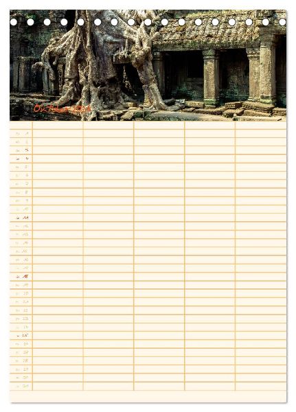 EXOTISCHES SÜDOSTASIEN - Familienplaner 2026 (Tischkalender 2026 DIN A5 hoch), CALVENDO Monatskalender