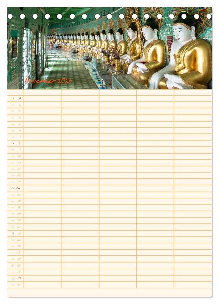 EXOTISCHES SÜDOSTASIEN - Familienplaner 2026 (Tischkalender 2026 DIN A5 hoch), CALVENDO Monatskalender
