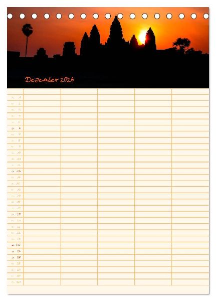 EXOTISCHES SÜDOSTASIEN - Familienplaner 2026 (Tischkalender 2026 DIN A5 hoch), CALVENDO Monatskalender