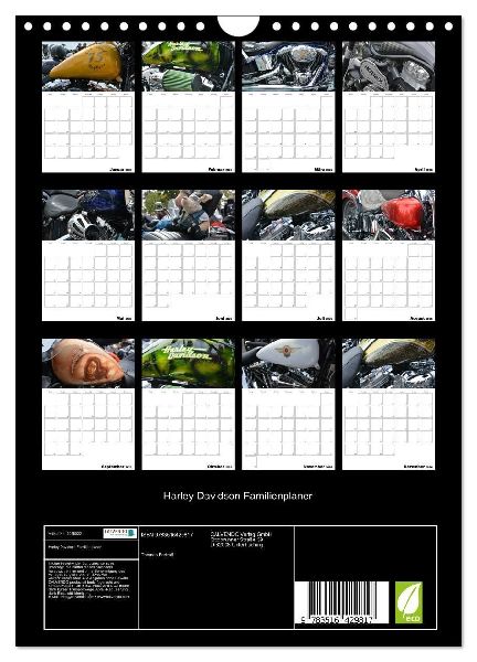 Harley Davidson Familienplaner (Wandkalender 2026 DIN A4 hoch), CALVENDO Monatskalender