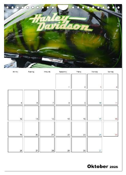 Harley Davidson Familienplaner (Wandkalender 2026 DIN A4 hoch), CALVENDO Monatskalender