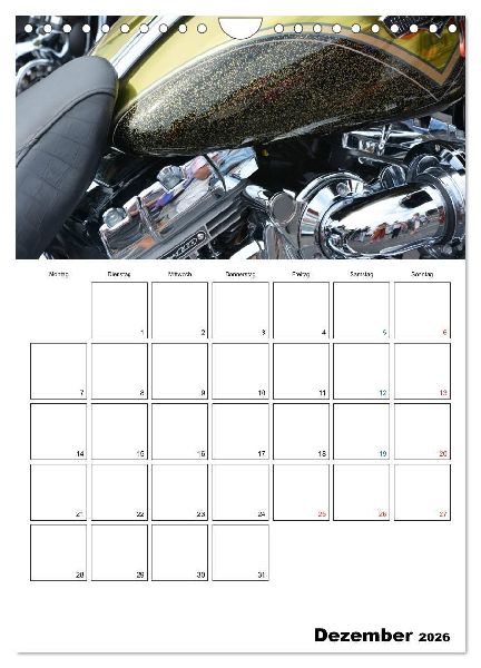 Harley Davidson Familienplaner (Wandkalender 2026 DIN A4 hoch), CALVENDO Monatskalender