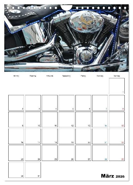Harley Davidson Familienplaner (Wandkalender 2026 DIN A4 hoch), CALVENDO Monatskalender