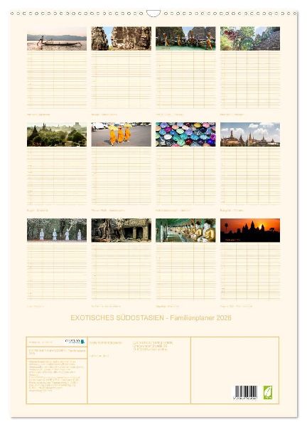 EXOTISCHES SÜDOSTASIEN - Familienplaner 2026 (Wandkalender 2026 DIN A2 hoch), CALVENDO Monatskalender