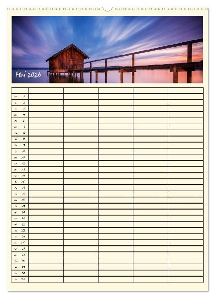 Urlaubsparadiese - Familienplaner (Wandkalender 2026 DIN A2 hoch), CALVENDO Monatskalender