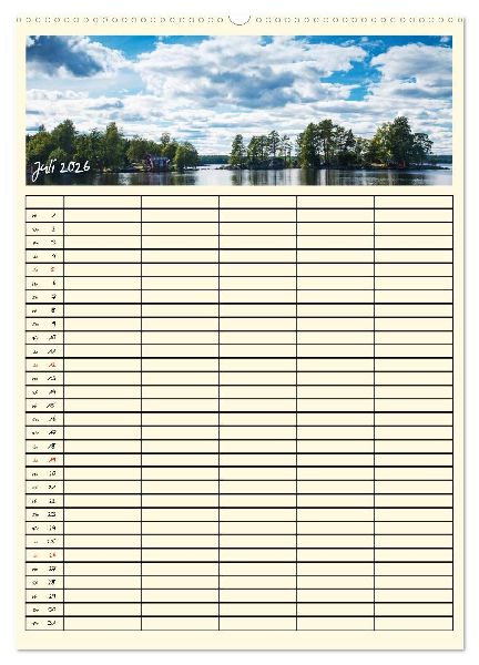 Urlaubsparadiese - Familienplaner (Wandkalender 2026 DIN A2 hoch), CALVENDO Monatskalender