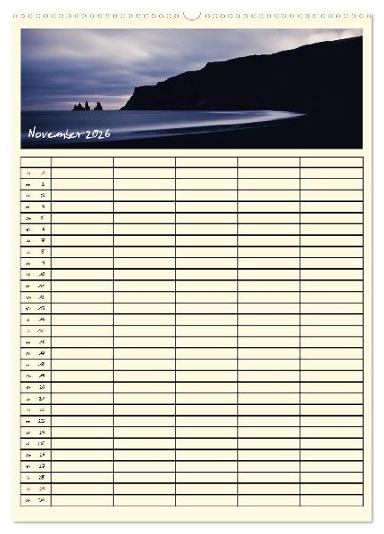 Urlaubsparadiese - Familienplaner (Wandkalender 2026 DIN A2 hoch), CALVENDO Monatskalender