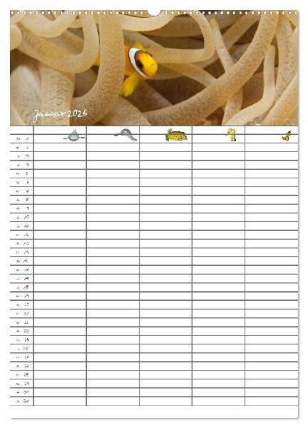 Der Unterwasser Familienplaner 2026 (Wandkalender 2026 DIN A2 hoch), CALVENDO Monatskalender