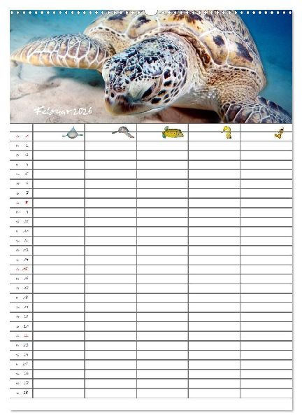 Der Unterwasser Familienplaner 2026 (Wandkalender 2026 DIN A2 hoch), CALVENDO Monatskalender