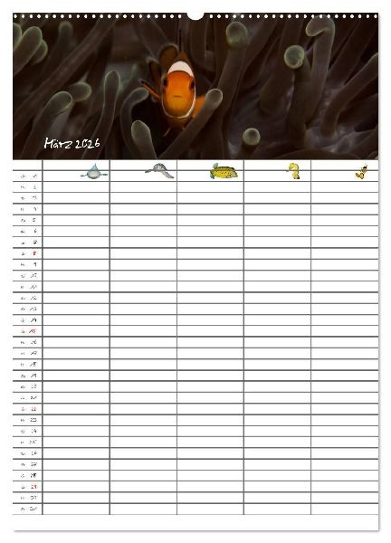 Der Unterwasser Familienplaner 2026 (Wandkalender 2026 DIN A2 hoch), CALVENDO Monatskalender