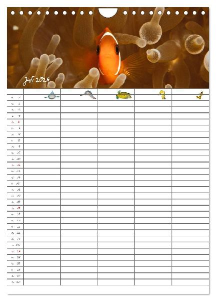 Der Unterwasser Familienplaner 2026 (Wandkalender 2026 DIN A4 hoch), CALVENDO Monatskalender