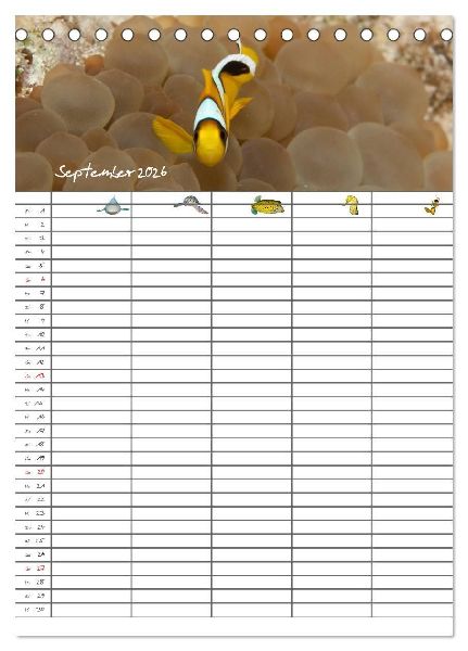 Der Unterwasser Familienplaner 2026 (Tischkalender 2026 DIN A5 hoch), CALVENDO Monatskalender