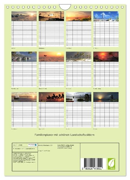 Familienplaner mit schönen Landschaftsbildern (Wandkalender 2026 DIN A4 hoch), CALVENDO Monatskalender
