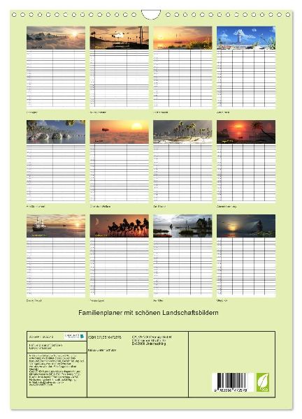 Familienplaner mit schönen Landschaftsbildern (Wandkalender 2026 DIN A3 hoch), CALVENDO Monatskalender