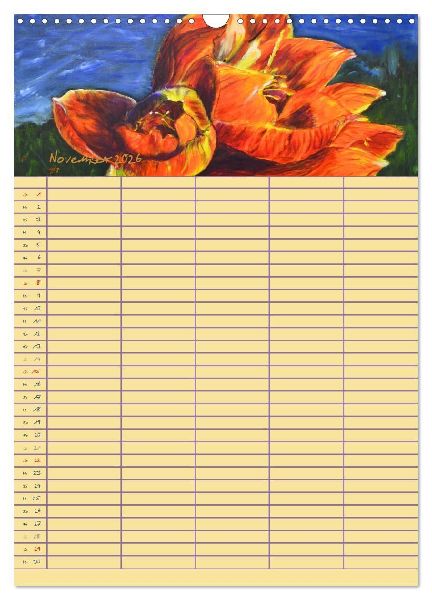 Blütenzauber - Familienplaner 2026 (Wandkalender 2026 DIN A3 hoch), CALVENDO Monatskalender