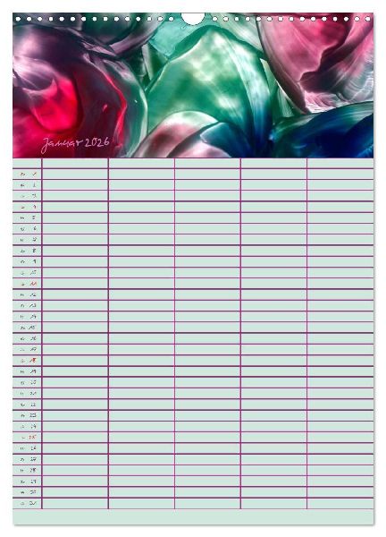 Blütenzauber - Familienplaner 2026 (Wandkalender 2026 DIN A3 hoch), CALVENDO Monatskalender