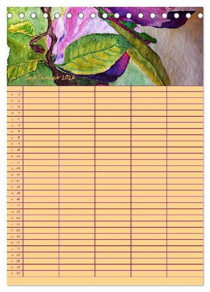 Blütenzauber - Familienplaner 2026 (Tischkalender 2026 DIN A5 hoch), CALVENDO Monatskalender