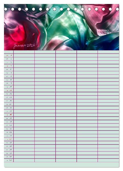 Blütenzauber - Familienplaner 2026 (Tischkalender 2026 DIN A5 hoch), CALVENDO Monatskalender