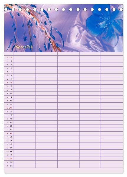 Blütenzauber - Familienplaner 2026 (Tischkalender 2026 DIN A5 hoch), CALVENDO Monatskalender