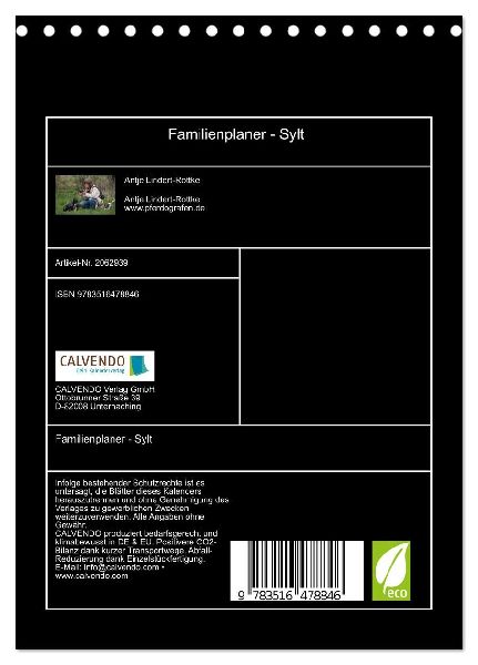 Familienplaner - Sylt (Tischkalender 2026 DIN A5 hoch), CALVENDO Monatskalender