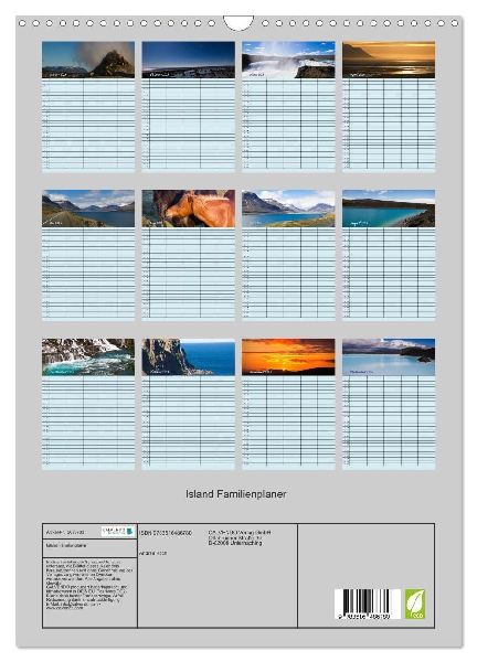 Island Familienplaner (Wandkalender 2026 DIN A3 hoch), CALVENDO Monatskalender